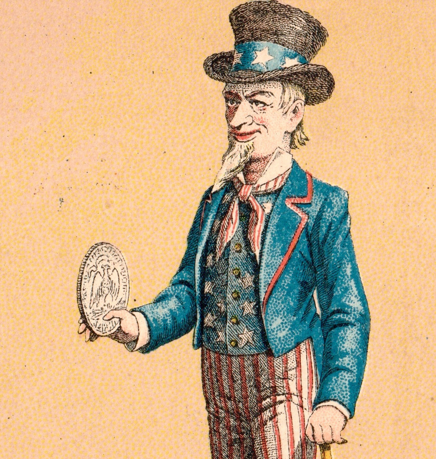 Uncle Sam Mechanical Bank Iron Toy Savings GREAT ! SR.B.us Victorian Trade Card