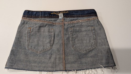 Girl' Abercrombie & Fitch Jean Mini Skirt Raw Hem Sz 16 (30 waist Distressed Vtg - Picture 12 of 13