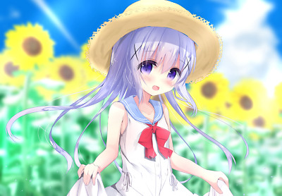 Landscape anime girls pale fan art kafuu chino Custom Gaming Mat Desk