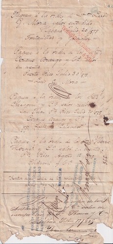 E6364 SPAIN 1875 PAGARE EXPEDIDO EN LA HABANA A LONDRES UK REVENUE INLAND - Picture 3 of 3