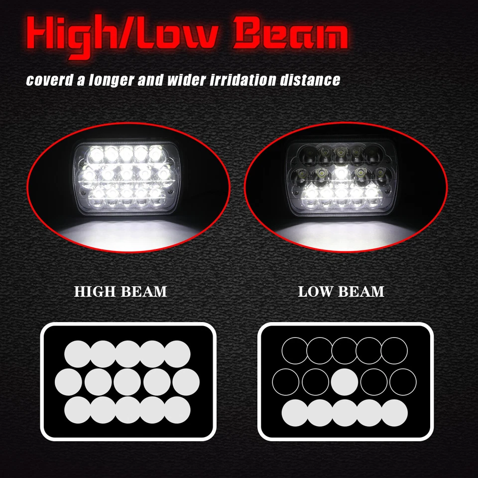 Faro LED de haz alto/bajo DOT para Dodge B150 B250 B350 1988-1993 H4 7x6" 5x7"" Foto 3 de 4