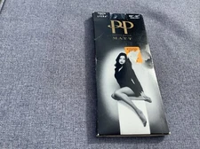 👠Vintage) 33 -37”" Hip Pretty Polly/PP  MATT tights -DARK NAVY