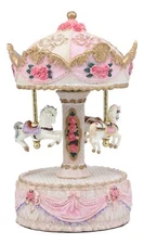 Ebros Merry Go Round Princess Pink Ponies Musical Carousel With Toyland Tune