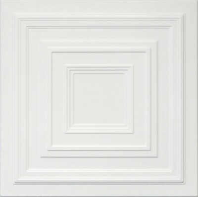 DIY Glue Up White Decorative Ceiling Tiles R33 White Satin Behr paint 88 Pcs.