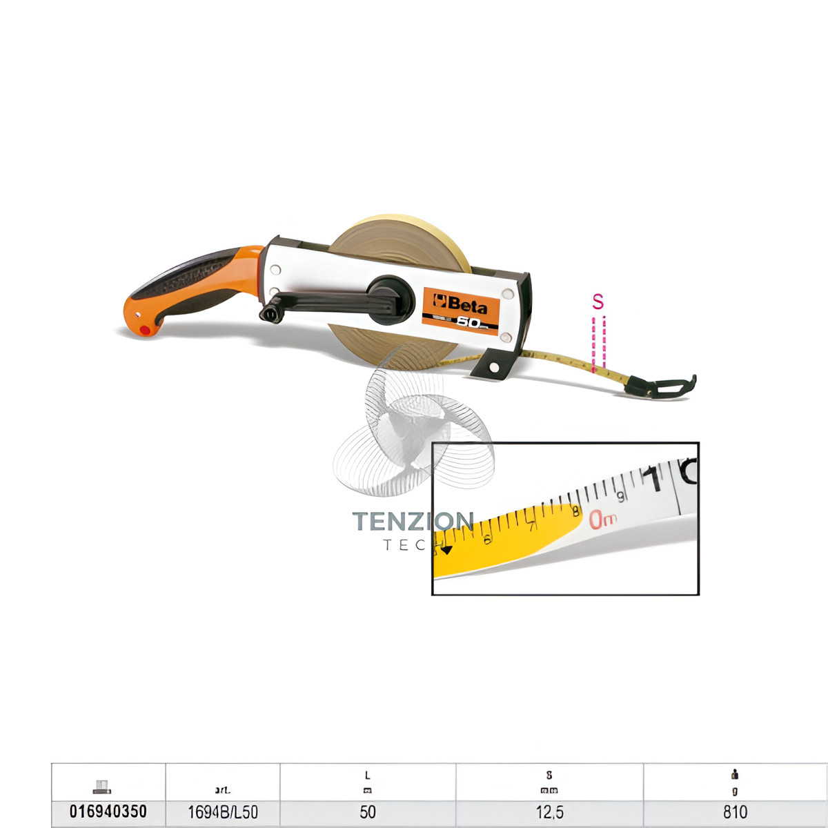 Rotella Metrica Beta 1694B/L Nastro Acciaio 50 Metri Professionale