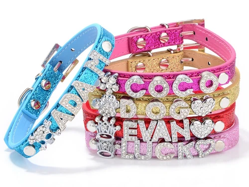 Glitter Personalized Dog Collar with Buckle - Custom Name Pet Puppy Collar DIY