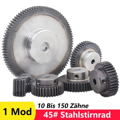 Modul 1 Stirnräder 10 Bis 150 Zähne Ritzel Zahnrad aus Stahl C45 Mit Schritte