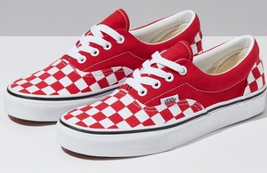 checker vans red