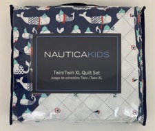 Nautica Kids Twin/Twin XL Quilt Pillow Sham Set Blue Whales Nautical 68" x 86"