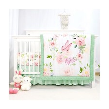 CARUILI 4-Piece Crib Bedding Set, Baby Girl Crib Bedding Set Butterflies Flor...