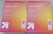 Up & Up Cold & Flu Daytime Severe Compare To Vicks Dayquil 24Ct Softgel Lot Of 2