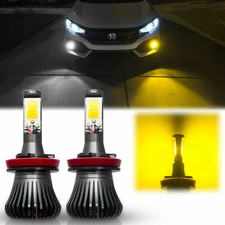 5200lm Dual-color White Yellow Cob Led Fog Driving Light For Honda Civic Accord