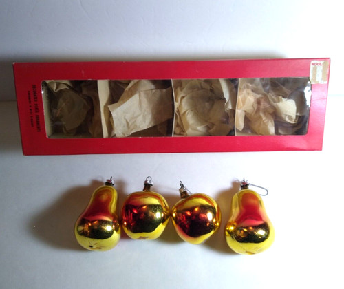 Mercury Glass Pears Apples Vintage West German Hand Blown Christmas Ornaments 4