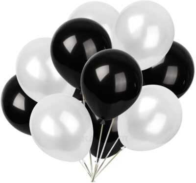 12 inch 50x White Black Latex Balloons Birthday Party Wedding Floating Helium