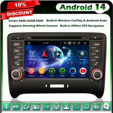 64GO Android 14 GPS Autoradio Navi For AUDI TT MK2 CarPlay DAB+ DVD Wifi Canbus