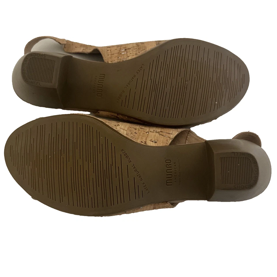 Sandalia Munro Rochelle Slingback Corcho Cuero Slide 10.5 W Hecha en EE. UU. NUEVA $200 Foto 4 de 4