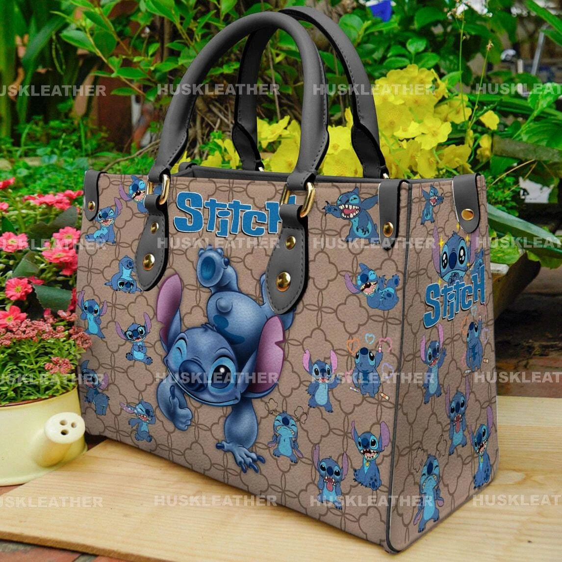 Personalized Lilo and Stitch Disney Cartoon Leather Bag Handbag