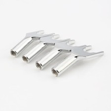 4pcs Rhodium Plated HiFi Audio Spade Plug Speaker Cable Adapter Banana to Spade
