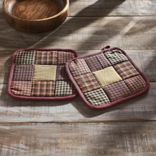 Heritage Farms Primitive Check Pot Holder Set of 2 8x8 VHC Brands