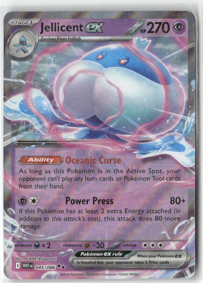 Jellicent ex 045/086 Holo Double Rare White Flare Pokemon Holo Near Mint
