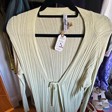 Page One Damen Strickkleid Beige Rippstrick V...
