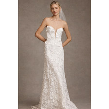 Jenny Yoo Josephine Anthropologie Lace Wedding Dress Size 14 Ivory Bridal Gown