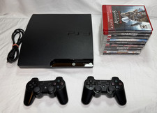Sony PlayStation 3 Slim PS3 Model 160GB CECH-2501A Bundle 2 Controller 10 Games