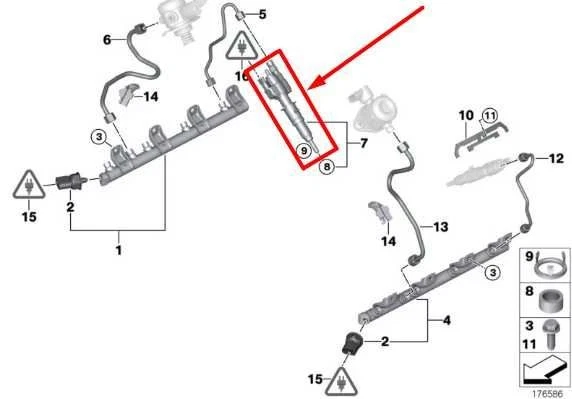 BMW 750Li xDrive 2010-2012 4,4 L inyector de combustible de alta presión 13538616079 OEM Foto 2 de 4