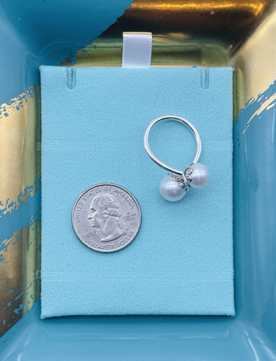ティファニーコウルドン Tiffany & Co. Double Pearl Venezia Goldoni Bypass Ring Silver