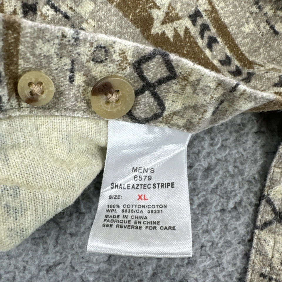 Camisa Woolrich Gamuza Franela Hombres XL Esquisto Azteca Rayas Bolsillo Suroeste Foto 3 de 4