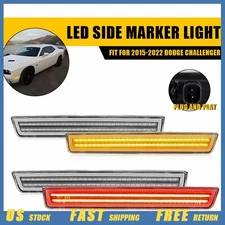 [Front+Rear]Amber+Red Clear LED Fender Side Marker Lamp For 2015-2022 Challenger