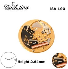 ISA 190 Swiss Quartz Movement- H:2.64mm-White Disk At 3-2 Hands-Without Stem.