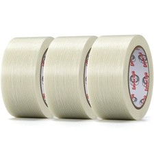 3 Pack Transparent Fiberglass Tape 2" x 30Yd 5.5 Mil Filament Tape  Heavy du...