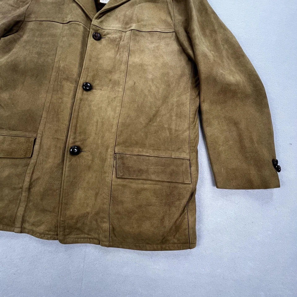 Vintage Oakbrook Sportswear Jacket Mens 42 Brown Suede Coat Faux Fur Lined 60s - Image 4 of 4