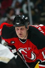Erik Rasmussen New Jersey Devils skates v the Pittsburgh Pen- Ice Hockey Photo