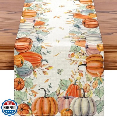 Artscope Pumpkins Leaves Fall Table Runner,Thanksgiving Holiday Kitchen Dinin