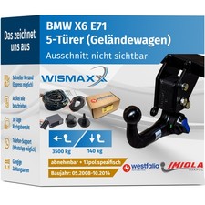 ANHÄNGERKUPPLUNG vert. abnehmbar passt für BMW X6 E71 08-14 +13pol E-Satz SPEZ