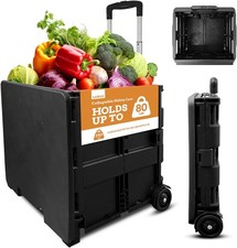 Collapsible Ultra-Slim Pack-N-Roll,2 Wheel Utility Cart w/Lid used as Seat up to