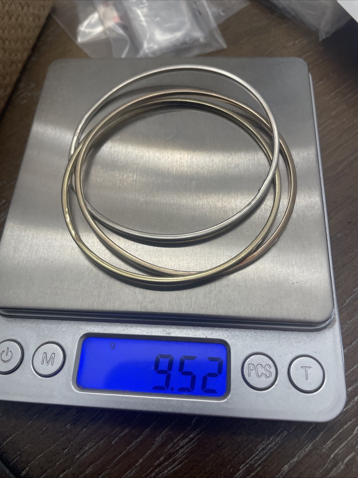 Vintage Solid Sterling Three Joined Bangles Tri T… - image 4