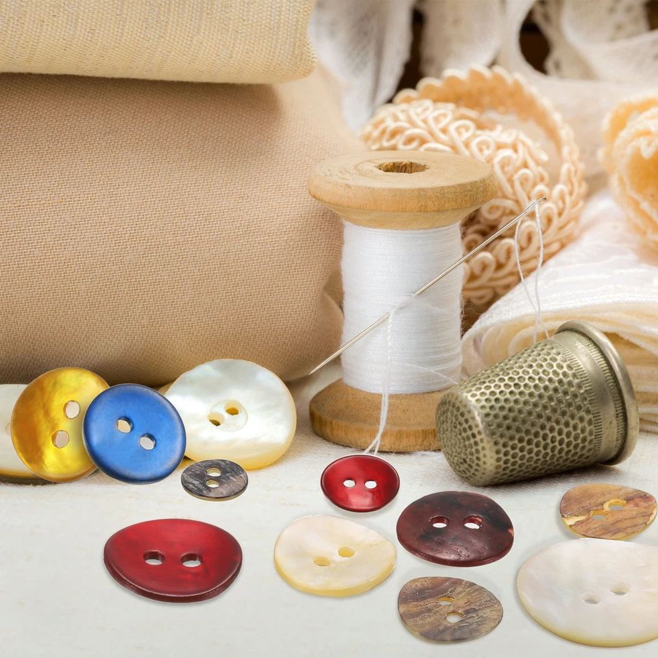 Botones de costura de madreperla de 2 agujeros de 18 mm, púrpura Foto 4 de 4