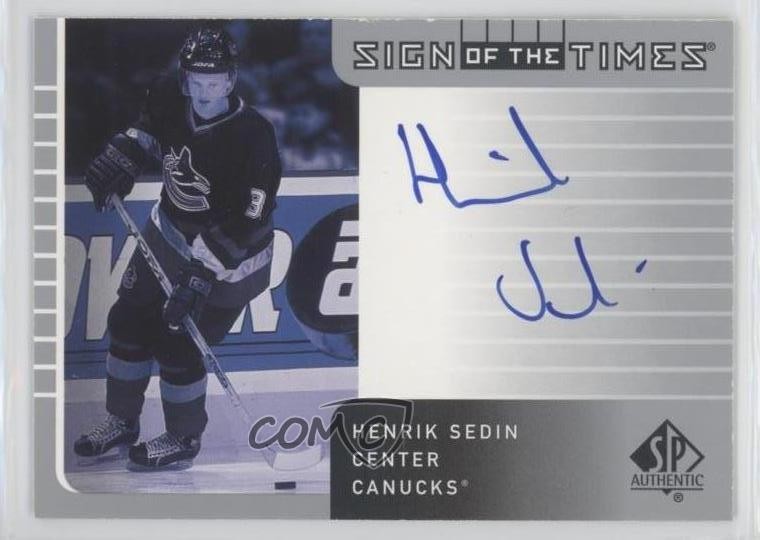 2001-02 SP Authentic Sign of the Times Henrik Sedin #HS Auto HOF xp6