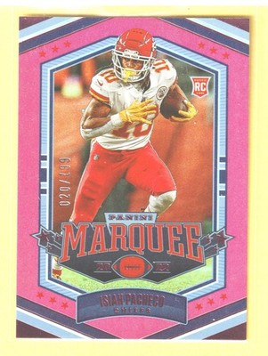 2022 Chronicles #MAR-36 Isiah Pacheco Marquee Pink /199 RC Chiefs Lions + Bonus