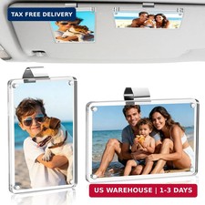 2 Pack Car Picture Holder and Visor Photo Clip, Clear Acrylic Magnetic Car Photo