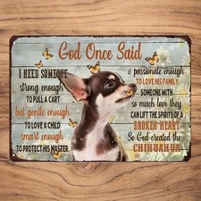 2D Vintage Metal Fun Chihuahua Dog Decorated Sign for Farms Room Caves Club Home