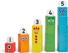 hand2mind Numberblocks One to Five Wooden Blocks, Wood Building Blocks for Toddl