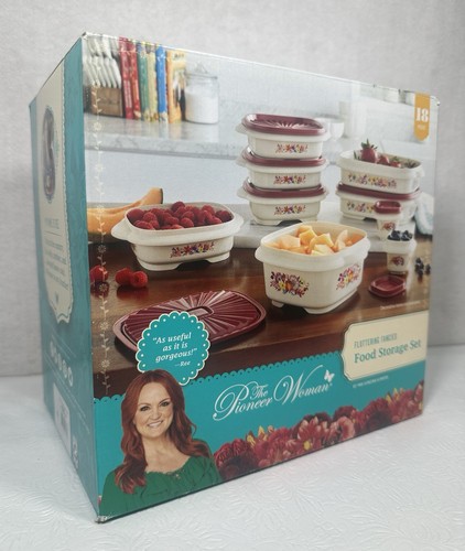 The Pioneer Woman Juego de Almacenamiento de Alimentos 18 Piezas Fluttering Fancies Contenedores NUEVO - Imagen 8 de 8