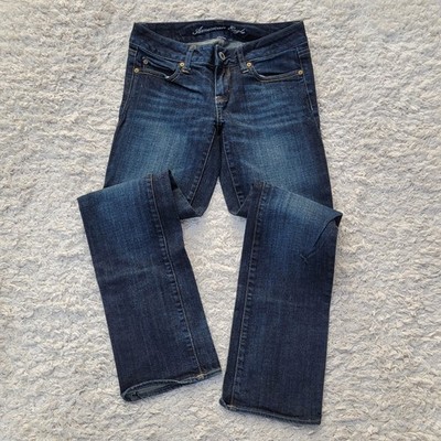 American Eagle AEO Straight Low Rise Dark Wash Denim Jeans Stretch Short 28x30