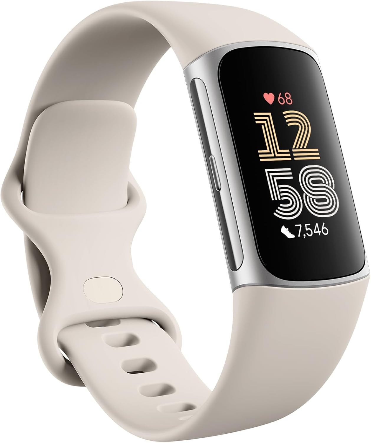 Fitbit Charge 6 Fitness Tracker with Google apps and GPS Porcelain/Silver