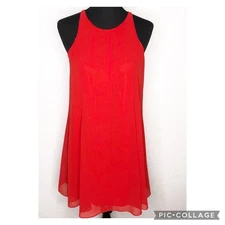 Lulus dress womens Small bright red sleeveless swing classic feminine chic