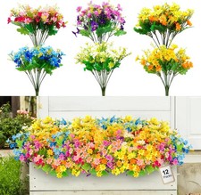 12Pcs Artificial Flowers UV Resistant Daisy Faux Silk Flowers Fake Plants Decor